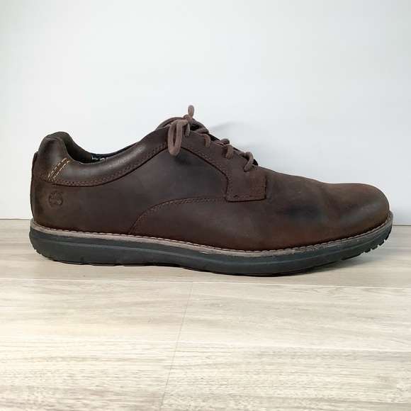 TIMBERLAND Men Brown Leather Anti-Fatigue Oxford Lace-up Shoe Casual Work Travel - Picture 1 of 10